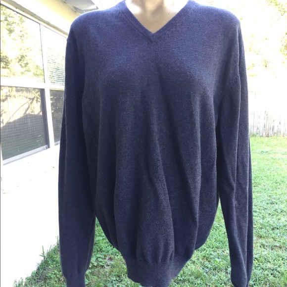 Alan Flusser Other - Alan Flusser Cotton Cashmere V-Neck Sweater Large